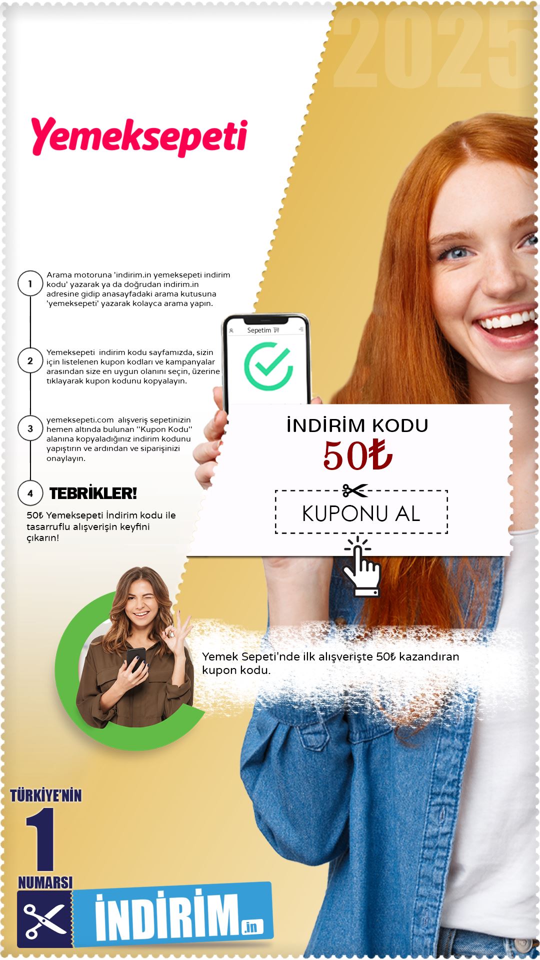 50₺ Yemek Sepeti İlk Alışveriş Kodu