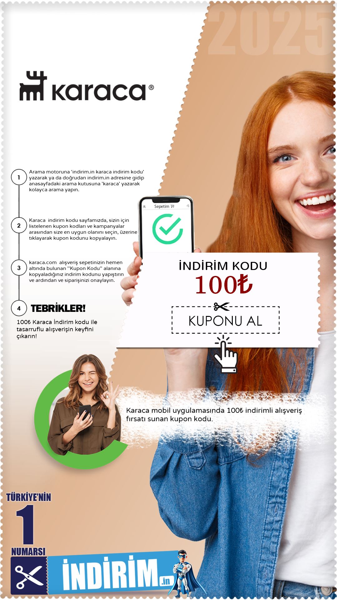 Karaca 100₺ Mobil Uygulama Kupon Kodu