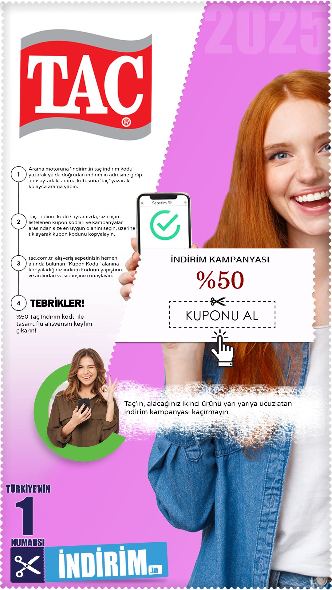 Taç İkinci Ürüne %50 İndirim Fırsatı